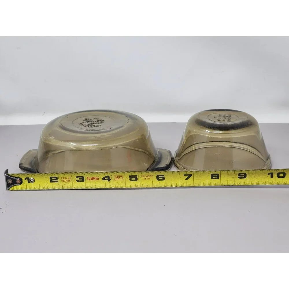 Vintage‎ Lovenware Amber Glass Casserole Dishes & Bowls Set Of 4 With Handles